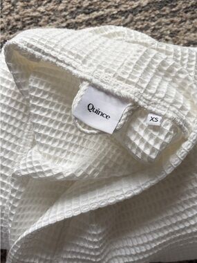 Quince White Waffle-Knit Top in Cream